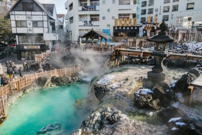 Kusatsu hot spring resort in Japan