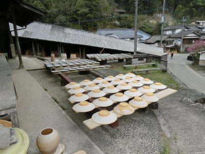 onta | Japan City Tour | Travel agency in Tokyo Japanese pottery drying outside in Onta, Oita, Kyushu, Japan