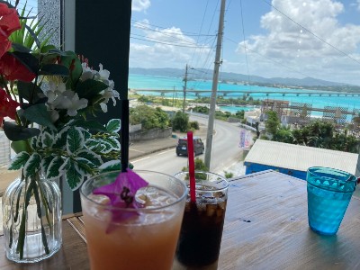 Drinks at Airando Fiji restaurant at Kouri Island, Okinawa, Japan